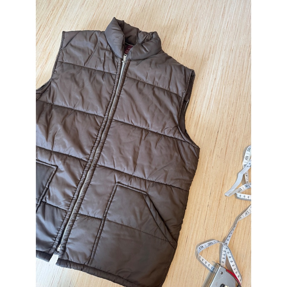 Kingsport Vintage Puffer Vest Mens Medium Brown Quilted Full Zip RN 42006 44
